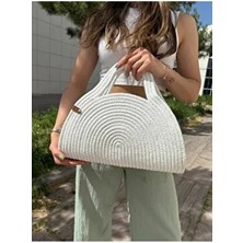 MaVaux Mia Hasır Jüt Clutch Çanta Organik Orta Boy Plaj Tekstili ile Şık Tasarım