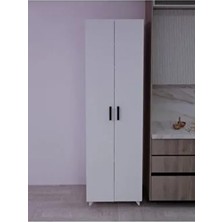 8 Raflı 2 Kapaklı 16R Çocuk Elbise Dolabı Banyo Dolabı Çok Amaçlı Dolap Beyaz