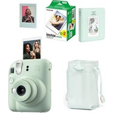 Fujifilm Instax Mini 12 Yeşil Fotoğraf Makinesi - 20 li Film, Büzgülü Kılıf ve 64 lü Albüm Mıknatıslı Çerçeve Seti 1