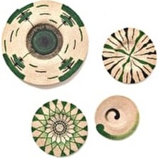 Rustikevdecorart Green Aqua 4'lü Tires Dikişli Hasır Duvar Tabak Seti