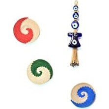 Rustikevdecorart Whirlpool Shine 3'lü Tires Dikişli Hasır Duvar Tabak Seti