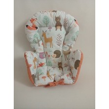 %100 Pamuk Kumaş Çift Taraflı Bebek Mama Sandalyesi Minderi( Kemer Geçme Yerleri Mevcuttur)