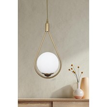 Taşcan Aydınlatma Damla Tekli Eskitme Sarkıt Avize Beyaz Camlı Modern Metal Tasarım