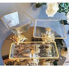 Gold 3 Parça Pasta Sunumluk Set | Kurabiyelik & Servis Tabağı - Elta Collection