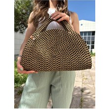 MaVaux Mia Hasır Jüt Clutch Çanta Organik Orta Boy Plaj Tekstili 0-15 lt Kapasite
