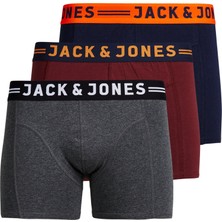 Jack & Jones Jaclıchfıeld Trunks 3'lü Erkek Boxer Kırmızı Renkli Pamuklu Konforlu İç Giyim