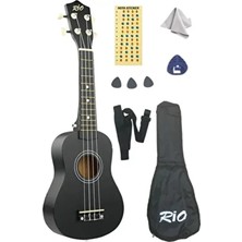 Müzikhane Soprano Siyah Ukulele Kılıf Askı Pena Sticker 54 cm Renk: Siyah ve Premium Ses Kalitesi