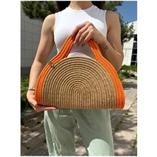 MaVaux Mia Hasır Jüt Clutch Çanta Organik Malzeme ile Plaj Tekstili Temalı Orta Boy