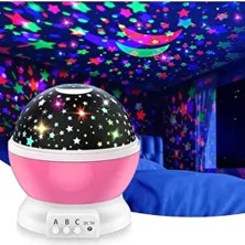 Ay-Yıldızlı Süper Star Gece Lambası Usb'li Pilli Pro Plus Top Küre Sakinleştirici Dönen Işık Efekti