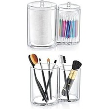 Bi Nest İkiz Kutular Pamukluk Makyaj Malzemeleri Düzenleyici 2 Parça Şeffaf Kullanım Alanı