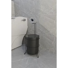 Lüks Banyo Mutfak Çöp Kovası & Metal Standlı Tuvalet Kağıtlık Seti - Şık ve Dayanıklı