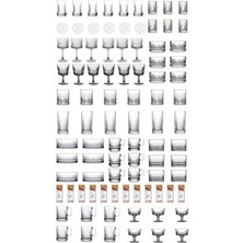 Paşabahçe Elysia 90 Parça Cam Su, Meşrubat, Kokteyl Bardağı, Çerezlik, Kupa ve Baharatlık Seti Gümüş Renk