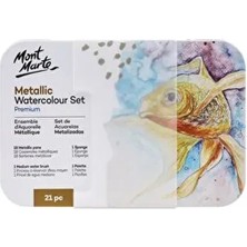 mm Metalik Suluboya Seti, Metal Kutu 21 Parça- Premium