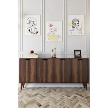 Elegant 4 Kapaklı Dekoratif Konsol Barok Ceviz