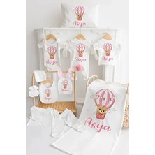 Bebewini %100 Pamuk Baskılı 11’li Isimli Organik Pembe Tavşanlı Bebek Hastane Çıkışı Unisex Tema