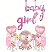 Düvenci Ticaret Baby Girl Cinsiyet Belirleme Folyo Balon Seti Pembe Renk 10 Adet