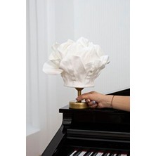 Maison Avf Kablosuz Masa Lambası Beyaz Eva Anemon Tasarım Alt Eskitme Gold 30 cm