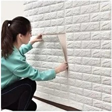 Kendinden Yapışkanlı Beyaz Esnek Köpük Taş Desen Duvar Kağıdı Paneli 50 x 30CM (1 Adet 0,15M²)