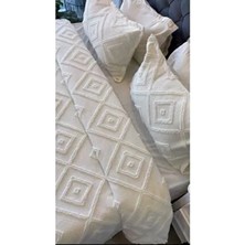 Iskandinav Çift Kişilik Yatak Örtüsü 240 x 250 cm ve 2 Adet Yastık Ekru