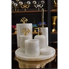 Ege Gross Rüya Beyaz Mermer Banyo Seti 7 Parça Şık Tasarım Suya Dayanıklı Mermer Malzeme ile