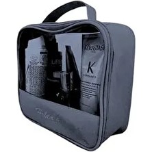 Helen's Home Kadınlar İçin Şeffaf Panelli Makyaj Çantası 22X20 cm Polyester Materyal ile Şık ve Kullanışlı