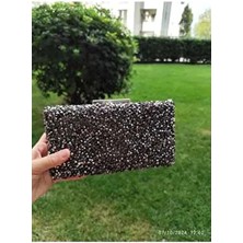 Antrasit Gri Renk Iri Taşlı Kutu Model Abiye Çanta