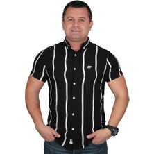 Bad Bear Sergio Shirt Siyah Kısa Kollu Çizgili Erkek Gömlek