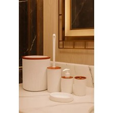 Makri Home 4 Parça Beyaz Yuvarlak Banyo Seti Suya Dayanıklı Plastik Malzeme ile Şık Tasarım