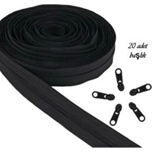 10 Metre Siyah Fermuar 20 Başlık