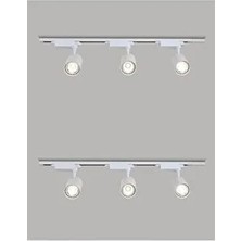 Essey 6 Adet 30W Ray Spot Vitrin Armatürü 2 Metre 1+1 Raylı Spot Lamba Beyaz Kasa Günışığı