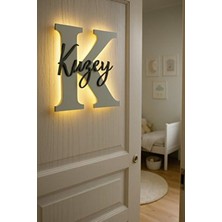 Isme Işıklı Ahşap Harf Kapı Süsü Kişiselleştirilmiş Bebek ve Çocuk Odası için Beyaz Malzeme