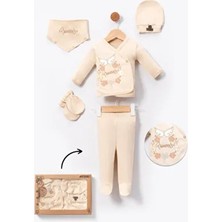 Hastane Çıkışı 100% Organik Pamuk Princess Nakışlı Yenidoğan 5li Set Bebek Kıyafeti