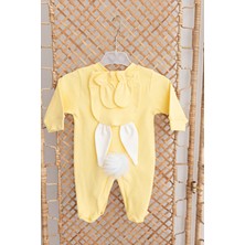 Bebewini 100% Pamuk 3 Parça Pon Pon Lu Patikli Tavşan Tulumu Sarı Renkli Yumuşak Tasarım