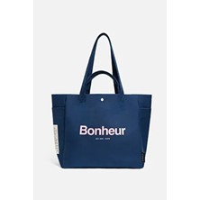 Bonheur N°4 Kanvas Çanta Dark Jean Kadın Tasarım 33 x 38 cm Dayanıklı Materyal ve Çift Kulp Özelliği