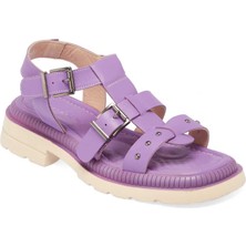 Tergan Lila Hakiki Deri Kadın Sandalet - K24Y1SN67156-S1T