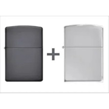 Siyah Benzinli Çakmak +Gümüş Gri Benzinli Çakmak