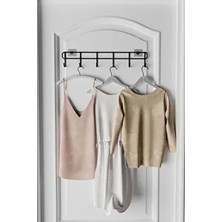 Eva Metal Tasarım Yapışkanlı Metal Duvar Elbise Askılığı Modern Tasarım 49 cm Siyah Kapı Arkası Kullanım Alanı
