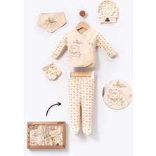 NEU KIDS Hastane Çıkışı 100% Organik Ayıcık Bamboo Nakışlı Yenidoğan 5li Set Bebek Kıyafeti
