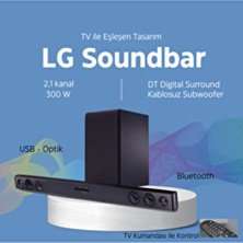 Dolby Digital Asc (Adaptif Ses Kontrolü) 2.1 Kanal 300 W Soundbar Uyumlu