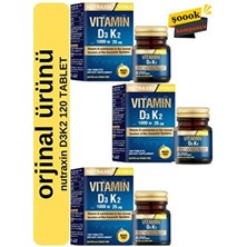 D3K2 120 Tablet 3'lü - 1000 Iu D3 Vitamini, 25 Mcg K2 Vitamini