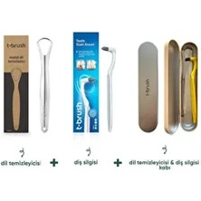 Dil Sıyırıcı+Diş Silgisi+Metal Kap