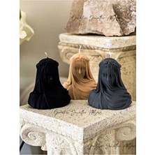 Yaratıcı Sanatlar Atölyesi 3'lü Art Decor Peçeli Kadın Büst Mum Seti Doğal Soya Mumu