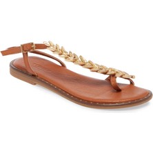 Tergan  Taba Hakiki Deri Kadın Sandalet - K24Y1SN67406-A29