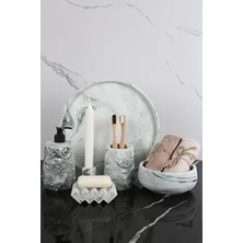 Betonmall 6 Parça Mermer Desenli Dekoratif Beton Banyo Seti Şık Tasarım ve Suya Dayanıklı