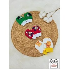 Lumos Trade Unisex Bebek Yenidoğan Penye Organik Pamuklu Eldiven 3 Çift Set - Mickey ve Winnie