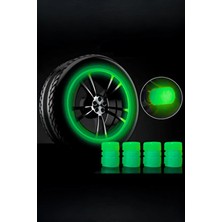 Fosforlu Yeşil 4 Adet Standart Araba Renkli Işıklı Fosforlu Kaliteli Sibop Kapağı Lastik Aksesuarı