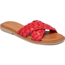 Tergan  Kırmızı Hakiki Deri Kadın Terlik - K24Y1TR67436-A30