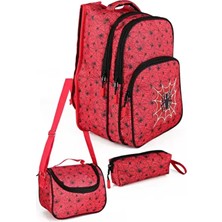 Lugmo Erkek Çocuk Çanta Seti 3 Lü Kırmızı Örümcek Adam Baskılı Tekstil Materyal ile Ergonomik Tasarım