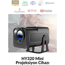 HY320 Mini Siyah Taşınabilir Projektör 720P Hd, Android, Wireless ve Bluetooth Destekli