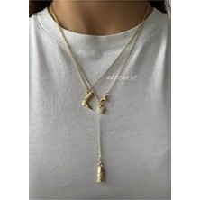 2'li Kovboy Dekolte Charm Gold Kolye Set Kadın Kullanıcılar İçin Sarı Maden Renkli Tasarım